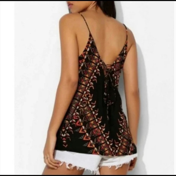 UO silence + noise black tribal lace up tank top! NWOT - Picture 4 of 12